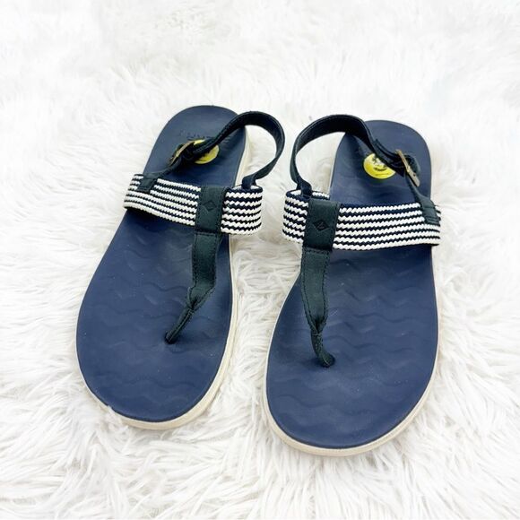 Sperry Adriatic Nautical Woven Leather Thong Sling Sandal - Picture 3 of 10